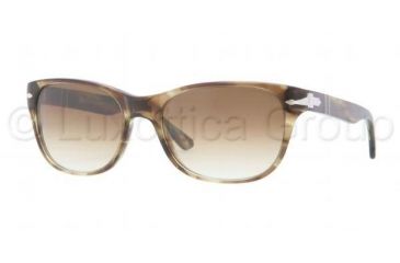 Image of Persol PO3020S Sunglasses 981/51-5418 - Striped Green Frame, Crystal Brown Gradient Lenses