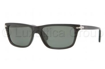 Image of Persol PO3026S Sunglasses 95/58-5517 - Black Frame, Crystal Green Lenses
