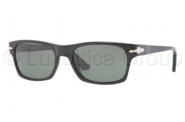 Image of Persol PO3037S Sunglasses 95/31-5418 - Black Frame, Crystal Green Lenses