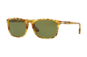 Image of Persol PO3059S Sunglasses 10614E-54 - Tortoise/Yellow Frame, Green Lenses
