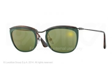 Image of Persol PO3081S Sunglasses 1007O8-52 - Top Green/matte Havana Frame, Green Mirror Gold Lenses