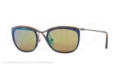 Image of Persol PO3081S Sunglasses 1009O7-52 - Top Blue/matte Havana Frame, Brown Mirror Green Lenses