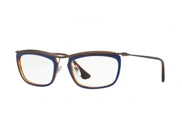 Image of Persol PO3084V Single Vision Prescription Eyeglasses 1009-53 - Top Blue/matte Havana Frame