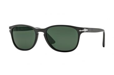 Image of Persol PO3086S Sunglasses 900058-56 - Matte Black Frame, Polar Green Lenses