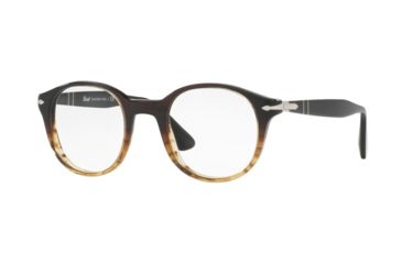 Image of Persol PO3144V Progressive Prescription Eyeglasses 1026-47 - Brown/stripped Brown Frame