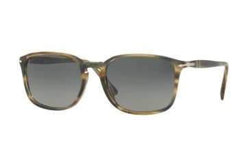Image of Persol PO3158S Sunglasses 104971-56 - Stripped Brown/Grey Frame, Grey Gradient Dark Grey Lenses