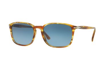 Image of Persol PO3158S Sunglasses 1050Q8-56 - Stripped Brown Yellow Frame, Azure Gradient Lenses