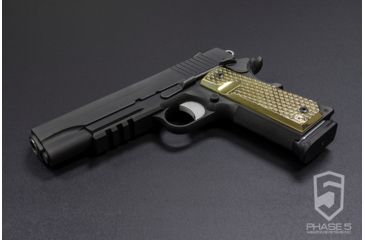 Image of Phase 5 Weapon Systems Inc Brass 1911 Pistol Grips, Diamond Pattern, Brass, 1911 Grip-BrassDiamond