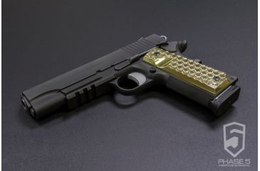 Image of Phase 5 Weapon Systems Inc Brass 1911 Pistol Grips, Hex Pattern, Brass, 1911Grip-BrassHex