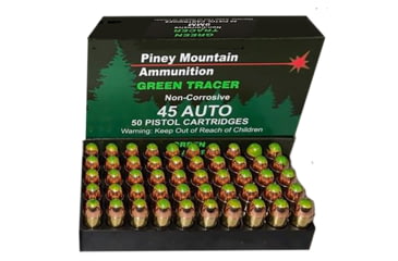 Image of Piney Mountain Ammunition PMSN45ACG Green Tracer Non Corrosive 45 ACP 225 Gr Ful
