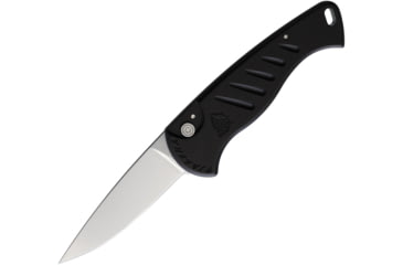 Image of Piranha Knives Auto Fingerling Automatic Folding Knife, 2.5in, 154CM, Plain Blade, Satin, Black, Anodized Aluminum Handle, P-2BK