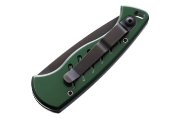 Image of Piranha Knives Auto Fingerling Automatic Folding Knife, 2.5in, 154CM, Plain Blade, Black Finish, Green Aluminum Handle, P-2GT