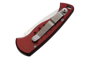 Image of Piranha Knives Auto Fingerling Automatic Folding Knife, 2.5in, 154CM, Plain Blade, Mirror Finish, Red Aluminum Handle, P-2R