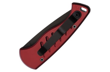 Image of Piranha Knives Auto Fingerling Automatic Folding Knife, 2.5in, 154CM, Plain Blade, Black Oxide, Red Aluminum Handle, P-2RT
