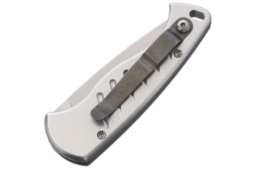 Image of Piranha Knives Auto Fingerling Automatic Folding Knife, 2.5in, 154CM, Plain Blade, Mirror Finish, Silver Anodized Aluminum Handle, P-2S