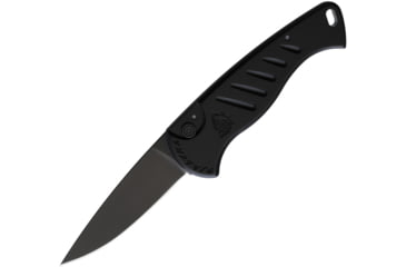 Image of Piranha Knives Auto Fingerling Automatic Folding Knife, 2.5in, 154CM, Plain Blade, Black Oxide, Black Anodized Aluminum Handle, P-2BKT