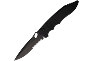 Image of Piranha Knives Auto Predator Automatic Automatic Folding Knife, 4in, CPM S30V, Black Oxide Partially Serrated Blade, Black Textured Aluminum Handle, P-10BKTS