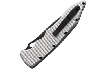 Image of Piranha Knives Auto Predator Automatic Automatic Folding Knife, 4in, CPM S30V, Black Blade, Silver Textured Aluminum Handle, P-10ST