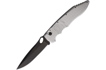 Image of Piranha Knives Auto Predator Automatic Automatic Folding Knife, 4in, CPM S30V, Black Blade, Silver Textured Aluminum Handle, P-10ST