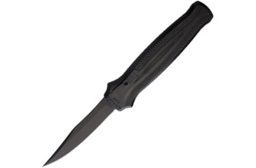 Image of Piranha Knives Auto Rated-R OTF Automatic Folding Knife, 3.5in, 154CM, Clip Point Blade, Black Oxide, Black Aluminum Handle, P-19BKT