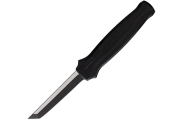 Image of Piranha Knives Auto Rated-R OTF Automatic Folding Knife, 3.5in, 154CM, Tanto Blade, Black DLC, Black Aluminum Handle, P-19TBKT