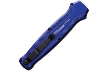 Image of Piranha Knives Auto Rated-R OTF Automatic Folding Knife, 3.5in, 154CM, Clip Point Blade, Black Oxide, Blue Aluminum Handle, P-19BT