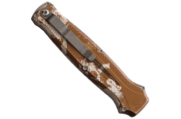 Image of Piranha Knives Auto Rated-R OTF Automatic Folding Knife, 3.5in, 154CM, Clip Point Blade, Mirror Finish, Camo Aluminum Handle, P-19C