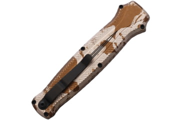 Image of Piranha Knives Auto Rated-R OTF Automatic Folding Knife, 3.5in, 154CM, Clip Point Blade, Black DLC, Camo Aluminum Handle, P-19CT