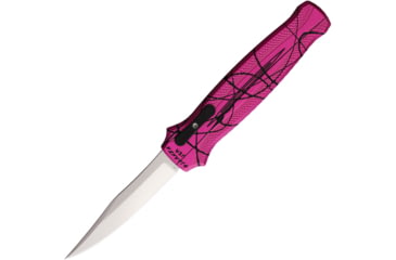 Image of Piranha Knives Auto Rated-R OTF Automatic Folding Knife, 3.5in, 154CM, Clip Point Blade, Mirror Finish, Pink Camo Aluminum Handle, P-19PK