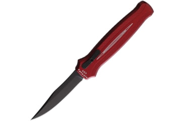 Image of Piranha Knives Auto Rated-R OTF Automatic Folding Knife, 3.5in, 154CM, Clip Point Blade, Black DLC, Red Aluminum Handle, P-19RT