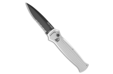 Image of Piranha Piranha Bodyguard Automatic Knife Silver Tactical 3.3" Black Serr, Gray, CPM S30V, adult, BHQ-16067