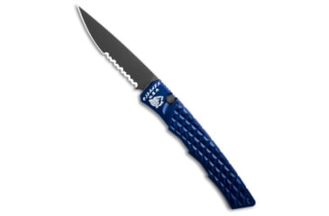 Image of Piranha Piranha Crossfire Automatic Knife Blue Aluminum 3.1" Black Serrated P-23BTS, Blue, 154CM, adult, BHQ-208149