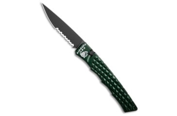 Image of Piranha Piranha Crossfire Automatic Knife Green Aluminum 3.1" Black Serrated P-23GTS, Green, 154CM, adult, BHQ-208157