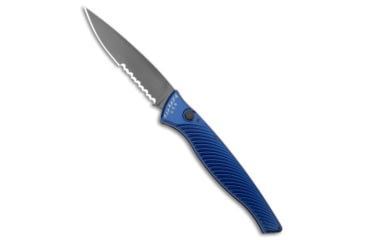 Image of Piranha Piranha DNA Automatic Knife Blue Marble Tactical 3.25" Black Serr, Blue, CPM S30V, adult, BHQ-33081