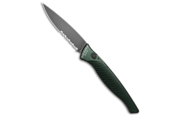 Image of Piranha Piranha DNA Automatic Knife Green Marble Tactical 3.25" Black Serr, Green, CPM S30V, adult, BHQ-33086