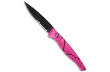 Image of Piranha Piranha DNA Automatic Knife Pink Vein Tactical 3.25" Black Serr, Pink, CPM S30V, adult, BHQ-33076