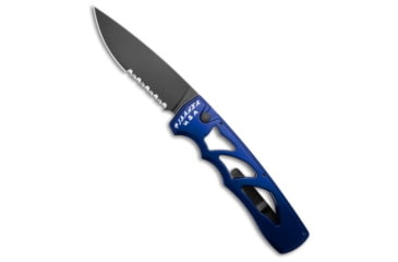 Image of Piranha Piranha MagnaRaptor Automatic Knife Blue Aluminum 3.4" Black Serrated, Blue, CPM MagnaCut, adult, BHQ-218497