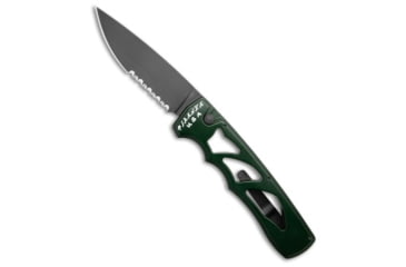Image of Piranha Piranha MagnaRaptor Automatic Knife Green Aluminum 3.4" Black Serrated, Green, CPM MagnaCut, adult, BHQ-218502