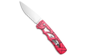 Image of Piranha Piranha MagnaRaptor Automatic Knife Pink Aluminum 3.4" Satin Serr, Pink, CPM MagnaCut, adult, BHQ-217961