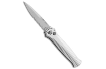Image of Piranha Piranha Mini-Guard Automatic Knife Silver 2.9" Stonewash Serr, Gray, CPM S30V, adult, BHQ-22899