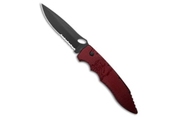 Image of Piranha Piranha Predator Red Tactical Automatic Knife 4.1" Black Serr, Red, CPM S30V, adult, BHQ-12750