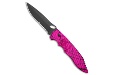 Image of Piranha Piranha Predator Tactical Automatic Knife Pink 4.1" Black Serr, Pink, CPM S30V, adult, BHQ-180462