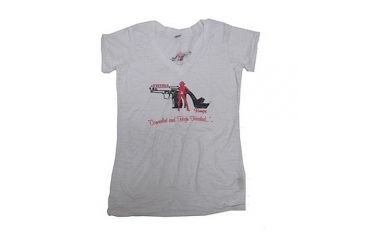 Image of Pistols and Pumps Deep V-Neck Burnout T-Shirt, White, Small 79292