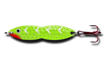 Image of PK Lures Flutter Fish Spoon 1/4 oz., Lime Green White Tiger Glow, FF1LGW