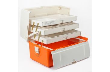 Image of Plano XL Front Access 3 Tray Box - Orange &amp; White 747-004