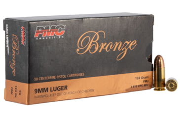 Image of PMC 9G Bronze 9mm Luger 124 Gr Full Metal Jacket FMJ 50 Bx/ 20 Cs