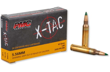 Image of PMC Ammunition 556K X-Tac, 5.56x45mm NATO, 62 grain, Light Armor Piercing, Brass, Centerfire Rifle Ammo, 20, 5.56