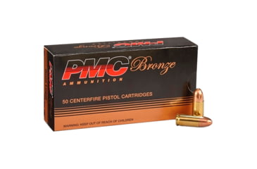 Image of PMC Ammunition PMC Bronze 9mm Luger 147 Grain Full Metal Jacket Brass Cased Pistol Ammo, 50 Rounds, Brass, 9H