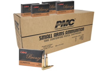 Image of PMC Ammunition Bronze Rifle Ammo .223 Rem 55 gr FMJ 2900 fps 1000/ct, 223A Case