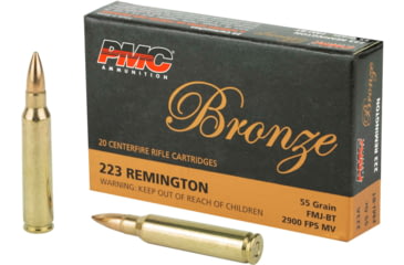 Image of PMC Bronze Ammunition, .223 Remington, 55 Grain, Full Metal Jacket, Boat Tail, Brass Case, 20-Rounds, 223A